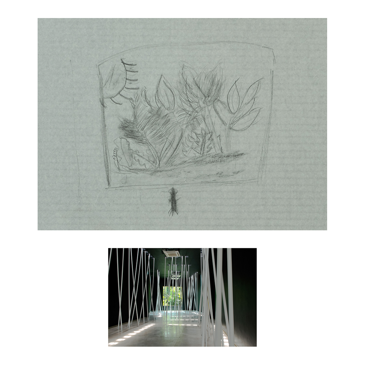 Sin título (Pintura negra y tubos blancos), Dibujos niños, 2014 : Francisco Ugarte