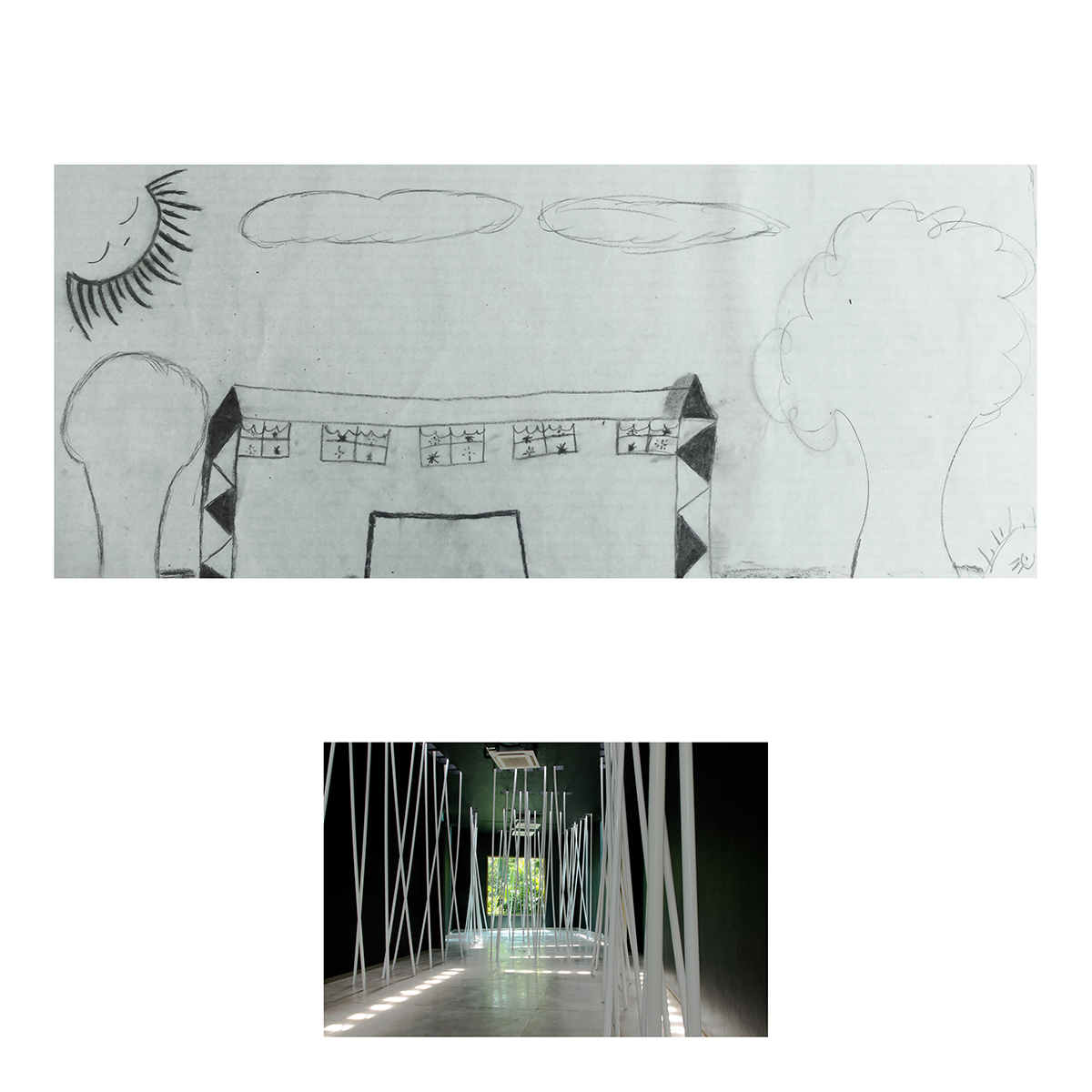 Sin título (Pintura negra y tubos blancos), Dibujos niños, 2014 : Francisco Ugarte