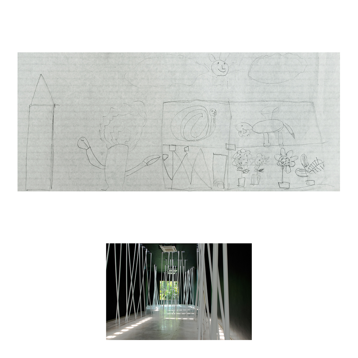 Sin título (Pintura negra y tubos blancos), Dibujos niños, 2014 : Francisco Ugarte