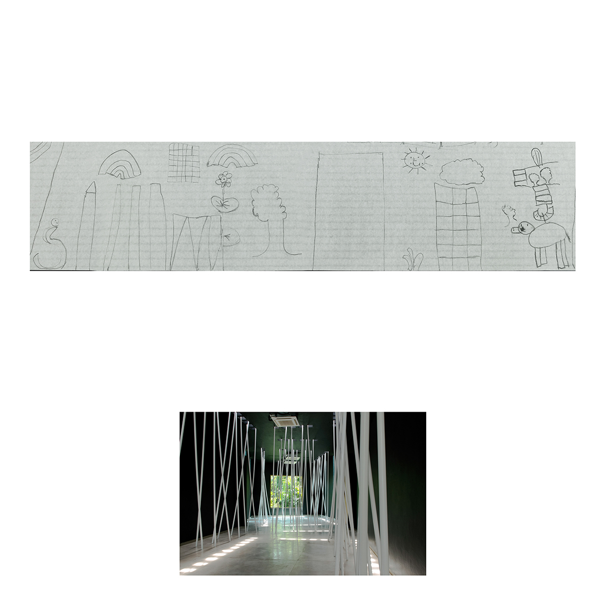 Sin título (Pintura negra y tubos blancos), Dibujos niños, 2014 : Francisco Ugarte