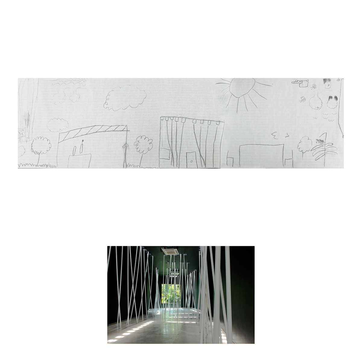 Sin título (Pintura negra y tubos blancos), Dibujos niños, 2014 : Francisco Ugarte