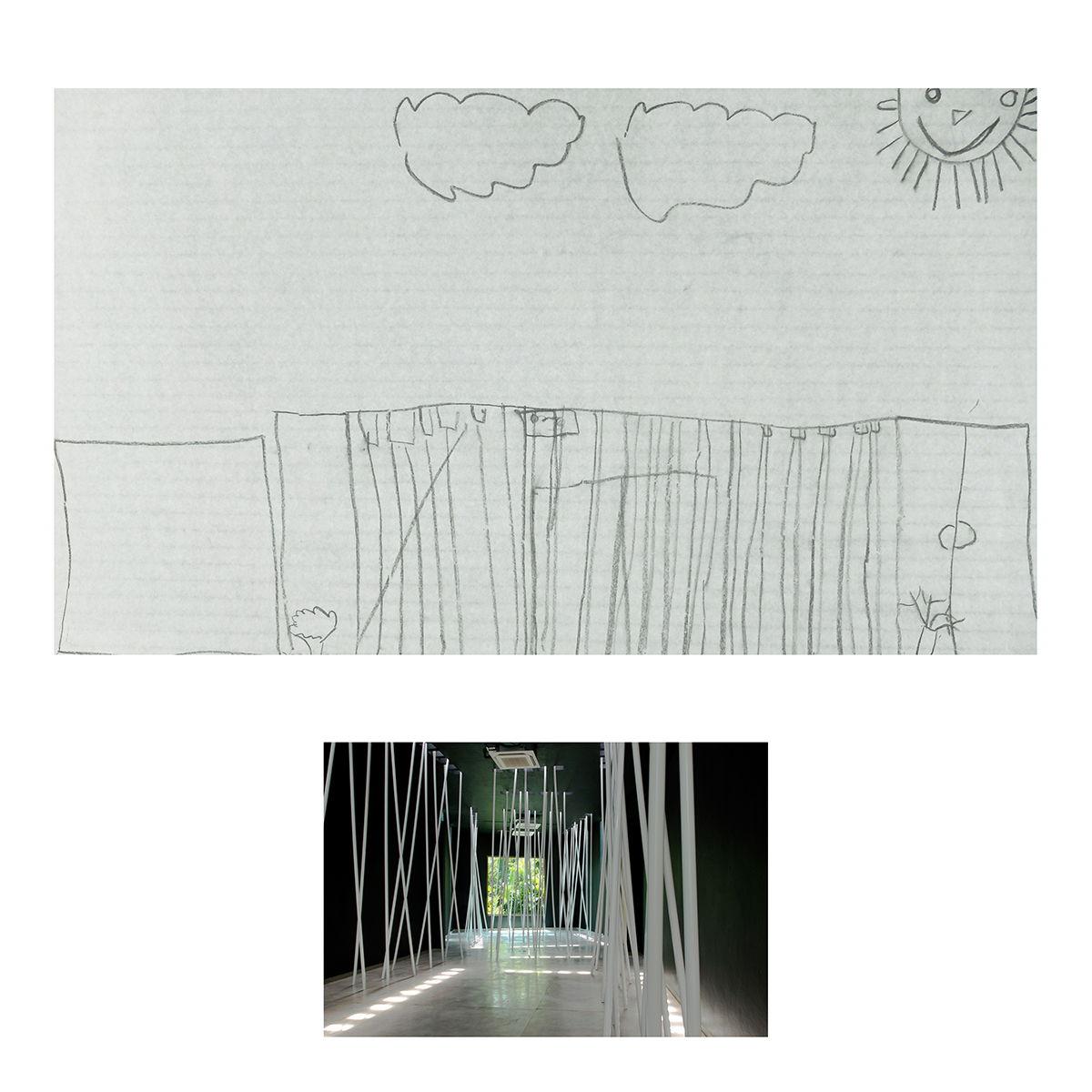 Sin título (Pintura negra y tubos blancos), Dibujos niños, 2014 : Francisco Ugarte