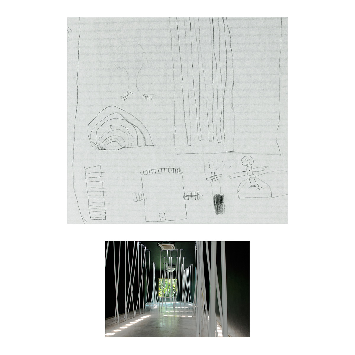 Sin título (Pintura negra y tubos blancos), Dibujos niños, 2014 : Francisco Ugarte