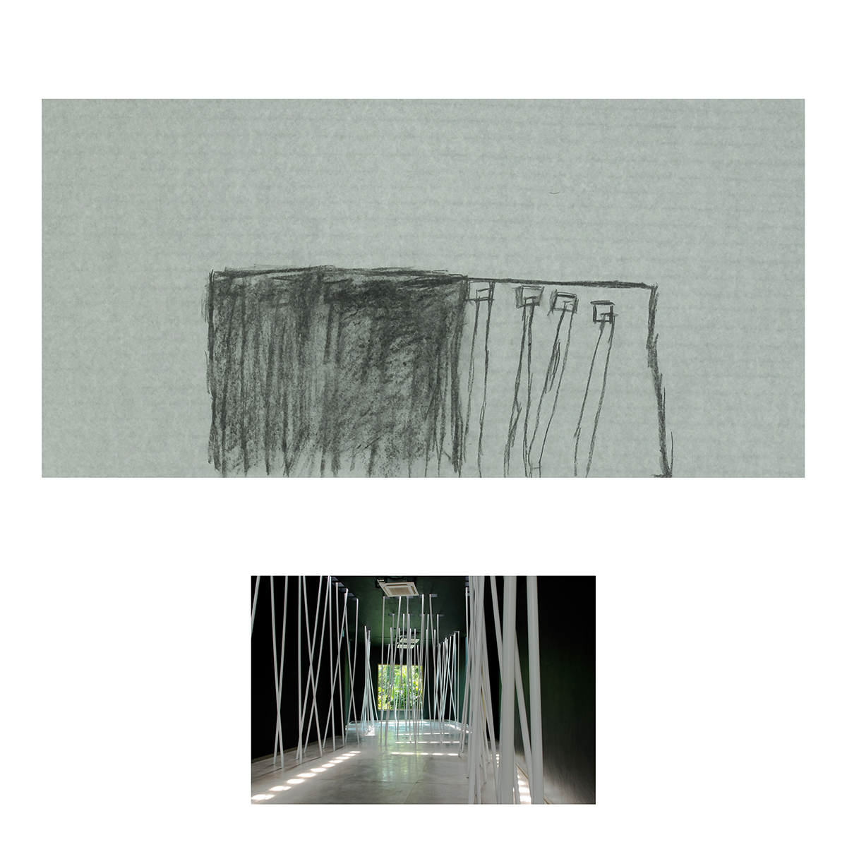 Sin título (Pintura negra y tubos blancos), Dibujos niños, 2014 : Francisco Ugarte